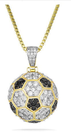 Women Fashionable High Quality Sterling Silver Hip Hop Iced Football Pendant Necklace CZ Stones Fashion Necklace