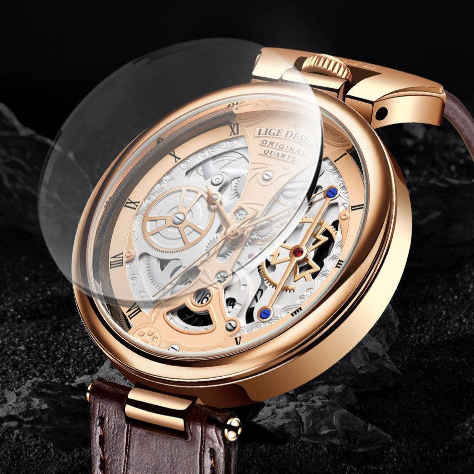 LIGE  Luxury Leather Band Waterproof Watch - Acquisti Online