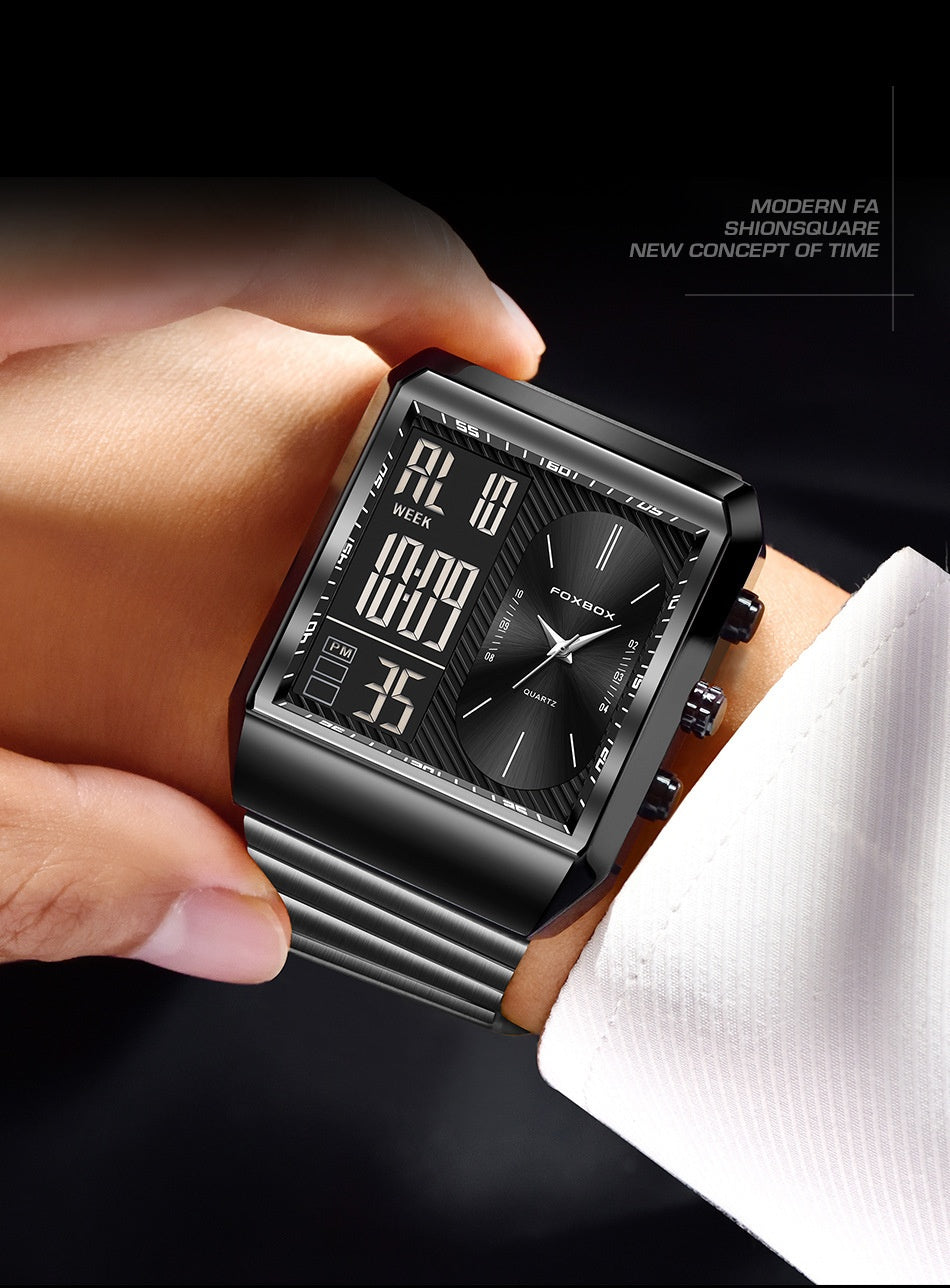 Foxbox Man Classic Stylish Watch Automatic Quartz Movement Steel Band Waterproof Men's Watch - Acquisti Online