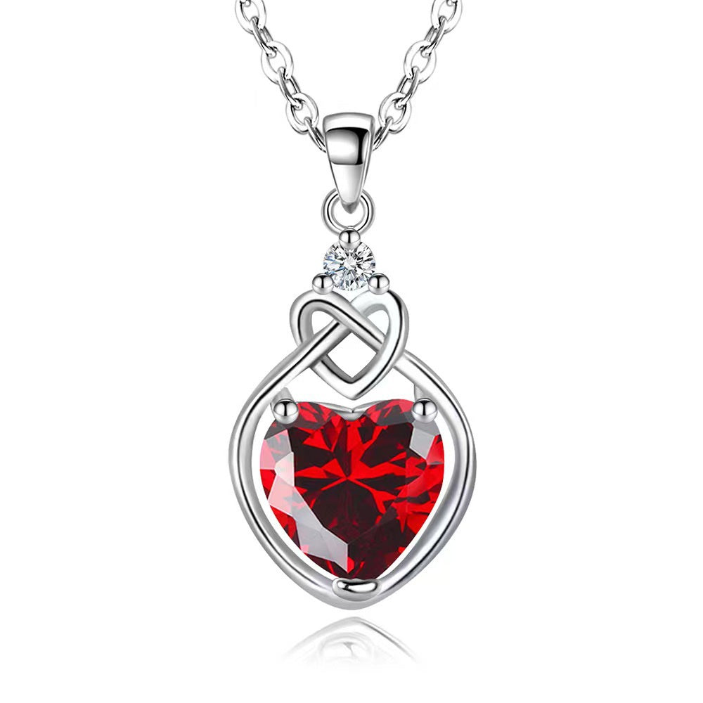 Women's Heart-shaped Ruby Jewelry Suit