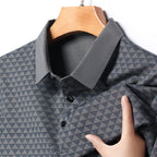 Men's Lapel Polo Shirt Short-Sleeved T-shirt Business Casual Loose Men's Short Sleeve Breathable Ice Silk Seamless Shirt