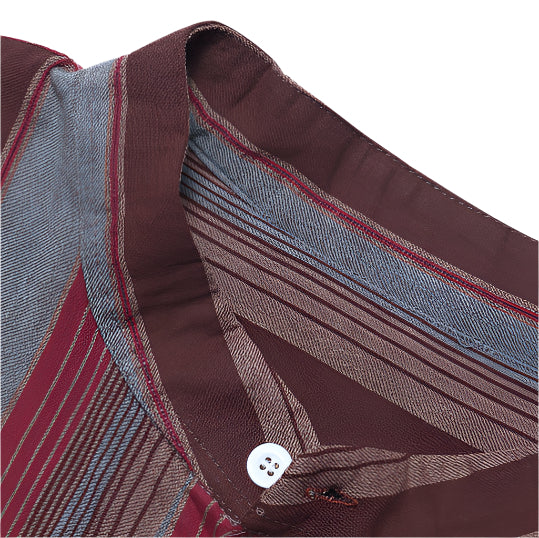 Men's Fashionable Shirt Stand-Up Collar Long Sleeve Explosion Style Lapel Printed Stripes Men's Hawaiian Shirt
