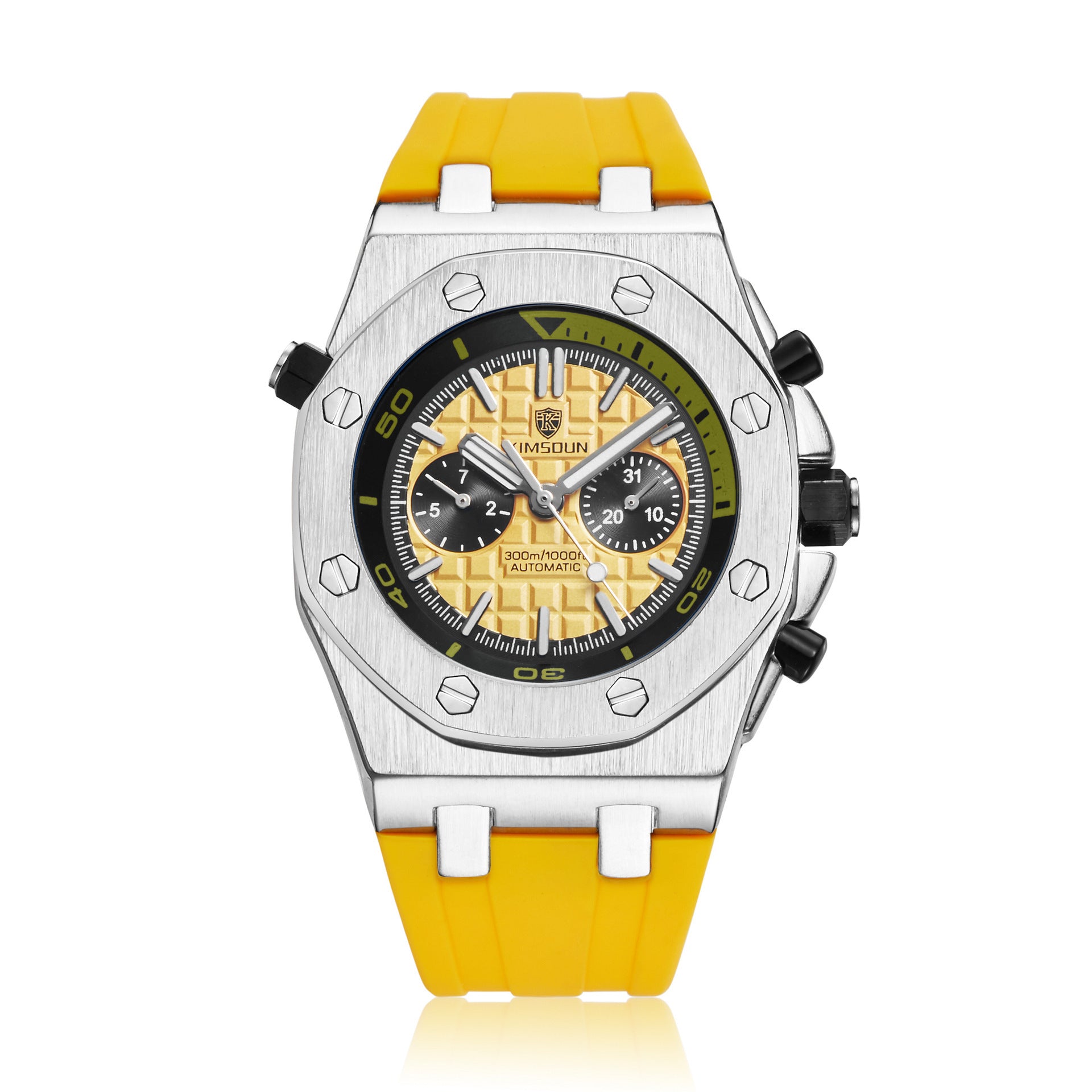 Orologio da uomo Kimsdun di lusso, meccanico automatico, cinturino in vera gomma, classico orologio meccanico automatico impermeabile di alta qualità