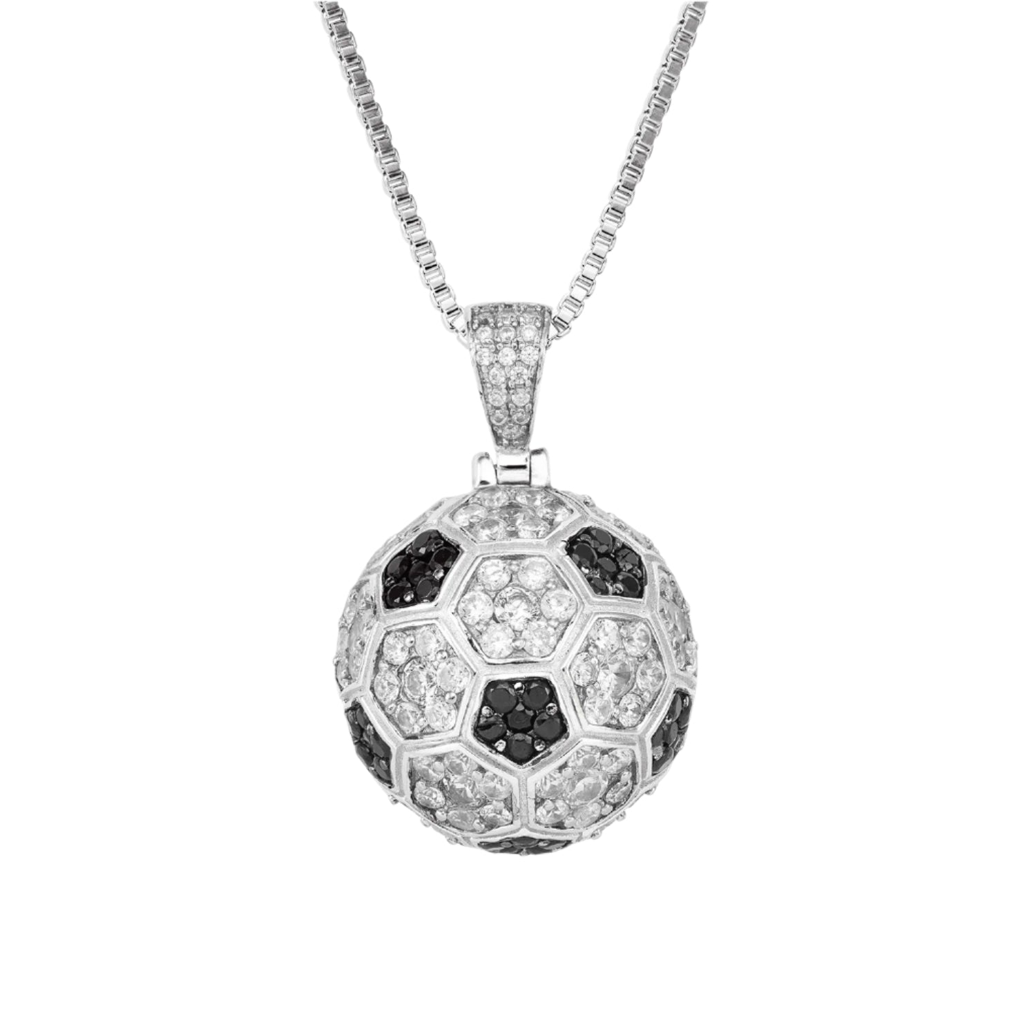 Women Fashionable High Quality Sterling Silver Hip Hop Iced Football Pendant Necklace CZ Stones Fashion Necklace