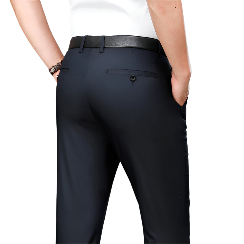 Men's Fashionable Formal Business Casual Pants Solid Color High Elasticity Long Straight Pants Men's Casual Formal Pants