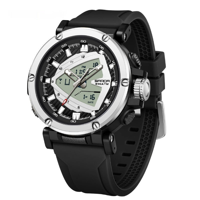 Sanda 9052 Durable Outdoor Men's Analog Digital Watch Vibration Sports Watch Men's Fashion Waterproof Electronic Watch