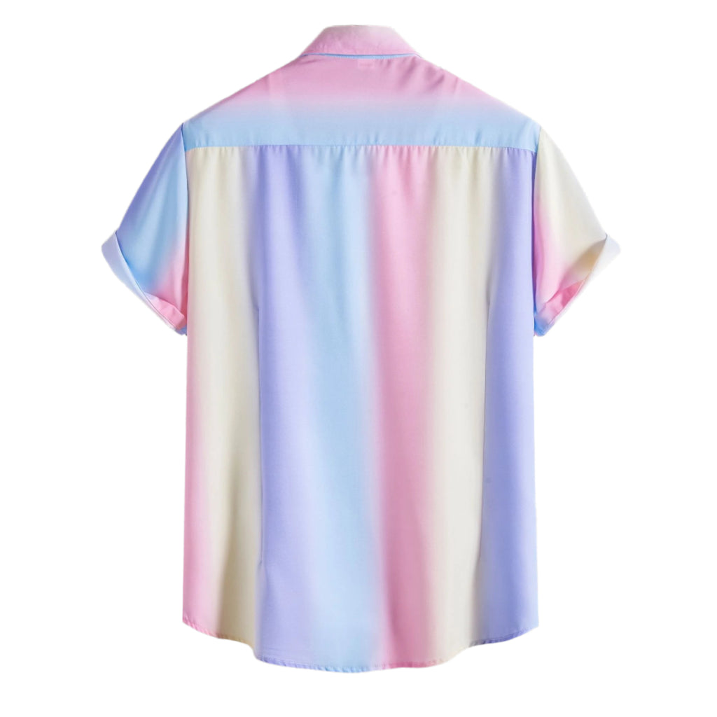 Nieuw Slim Fit Revers Print Shirt Heren Korte Mouw Shirt