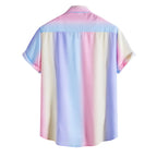 Nieuw Slim Fit Revers Print Shirt Heren Korte Mouw Shirt