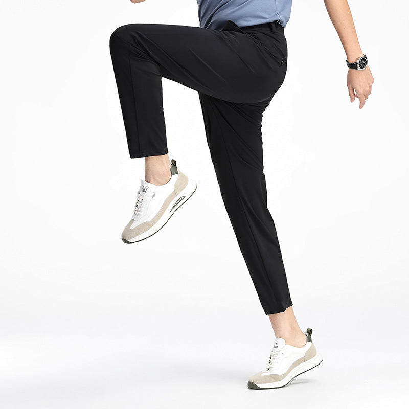 Men's Casual Pants Spring Ice Silk Elastic