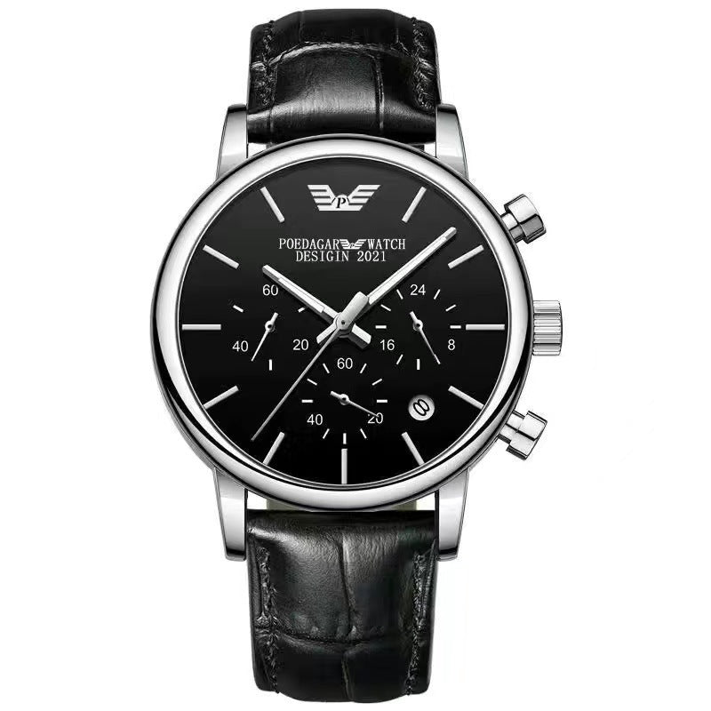 Orologio da uomo casual elegante, multifunzionale, automatico al quarzo, impermeabile, con cinturino in acciaio