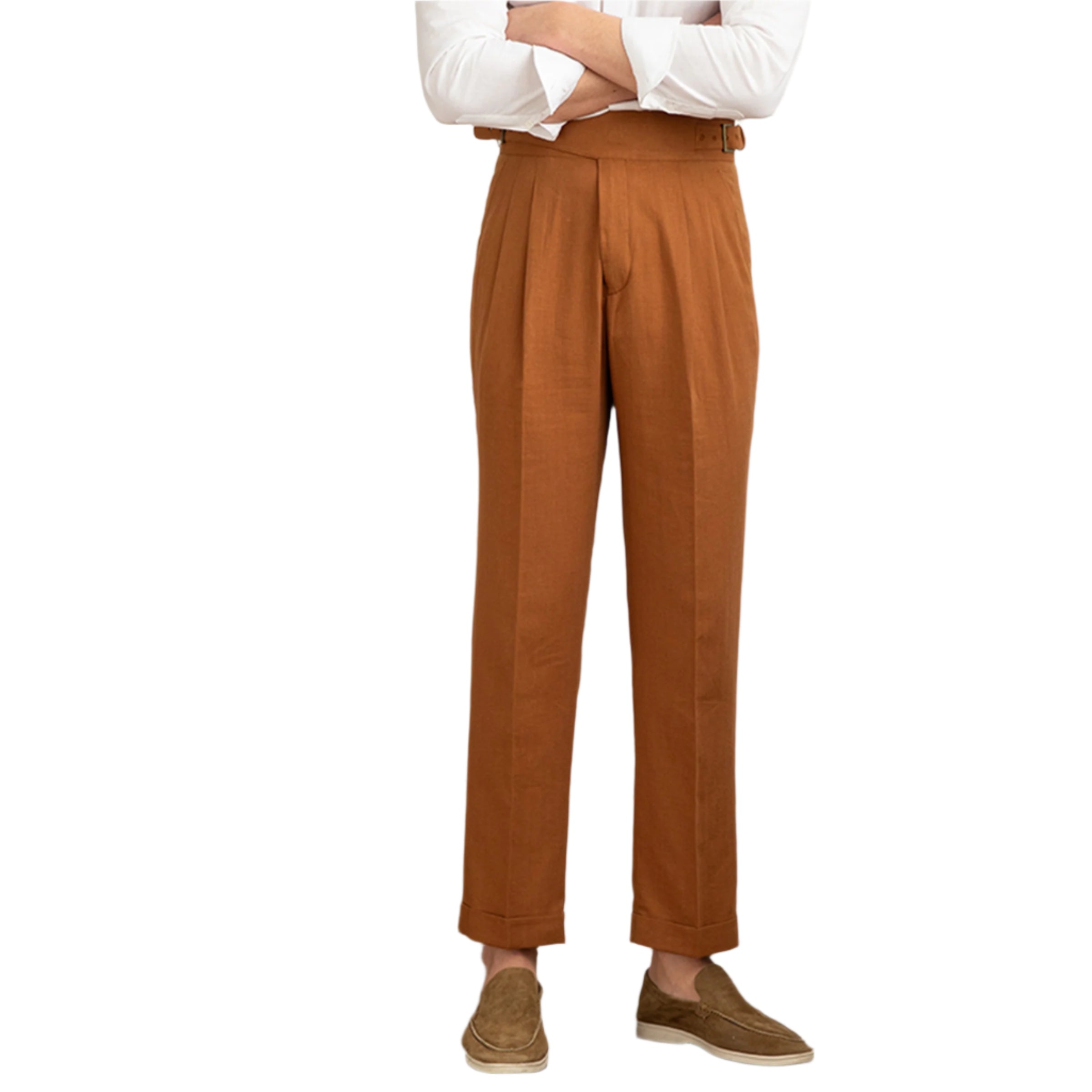 Men's Fashionable Casual Retro Breathable Cotton And Linen High Waist Straight-leg Pants Men's Casual Formal Pants