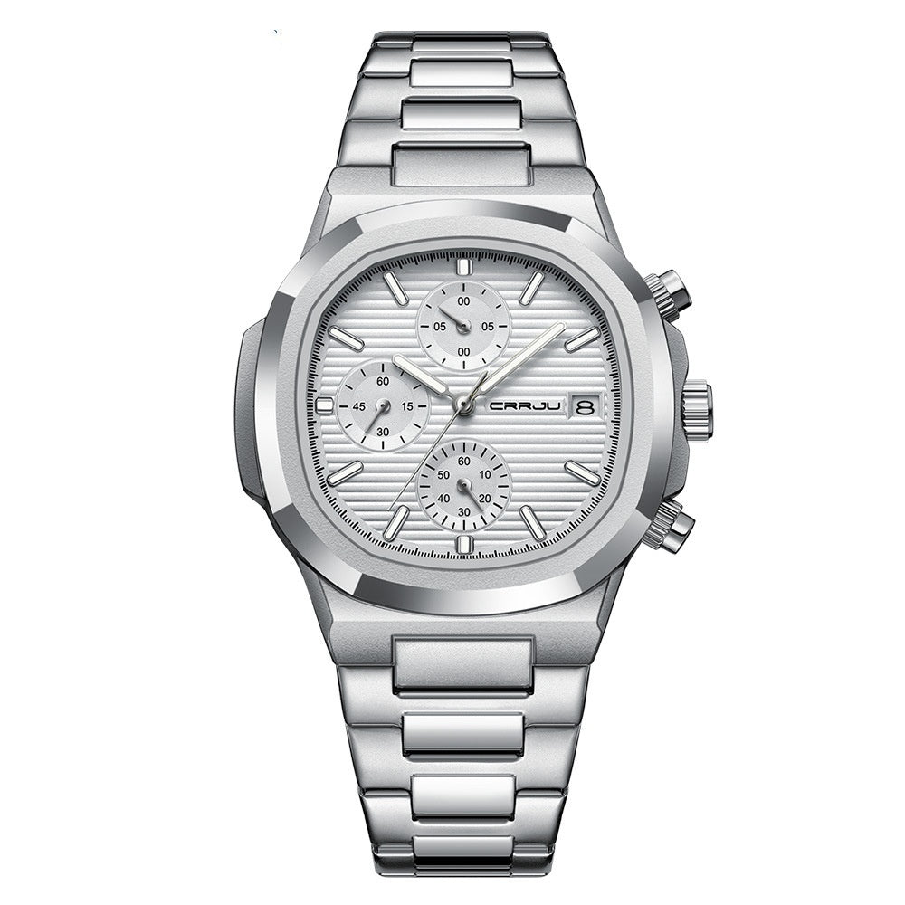 Fashionable Men's Quartz Watch Multifunctional Waterproof Calendar Luminous Stainless Steel Six-pin Men's Quartz Watch - Acquisti Online