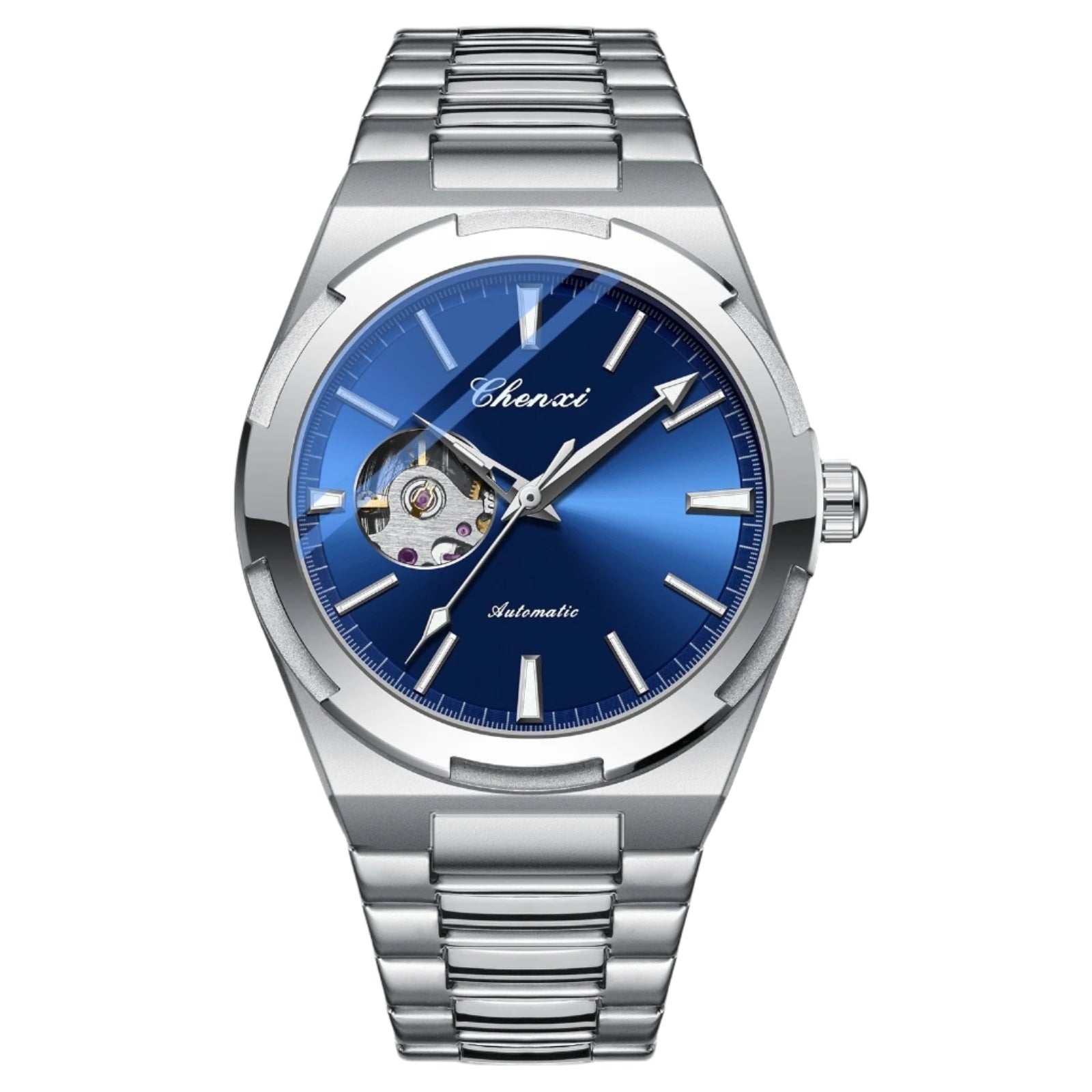Nuovo orologio da uomo in acciaio inossidabile, meccanico, da polso, sportivo, impermeabile, con movimento automatico.