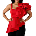 Modieus dames gerimpeld overhemd met onregelmatige blouse