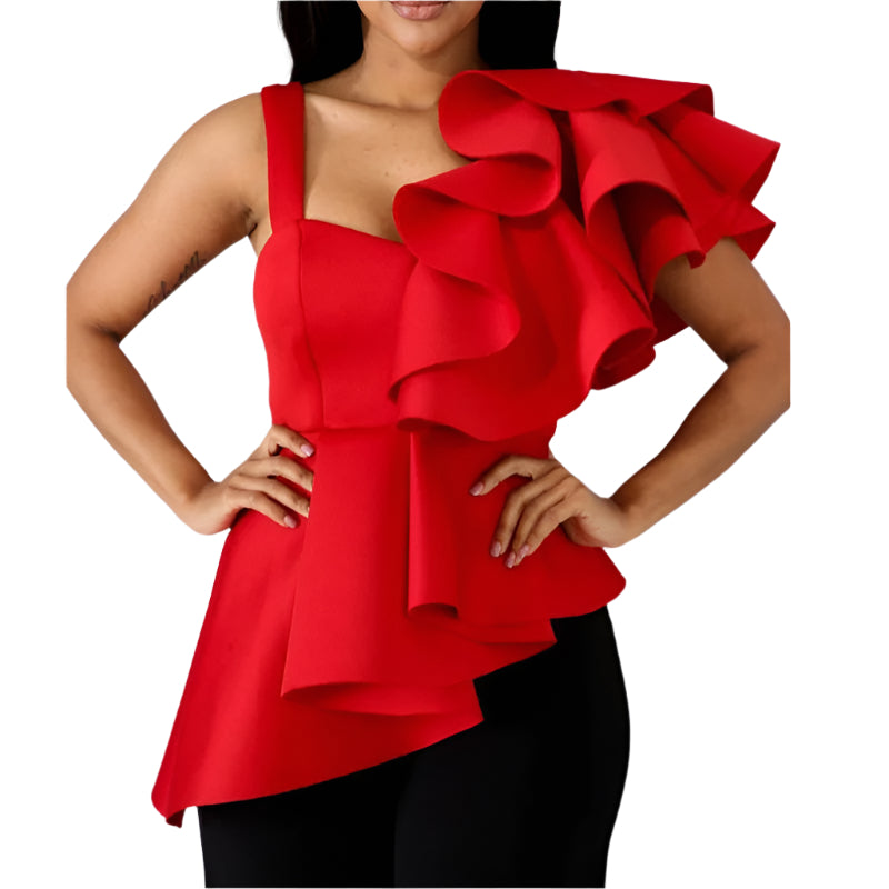 Modieus dames gerimpeld overhemd met onregelmatige blouse