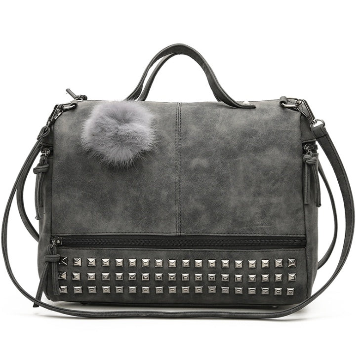 Fashionable Women's Hand Bag Pillow Bag European and American Fashion Large Capacity Matte Rivet Big Shoulder Bag