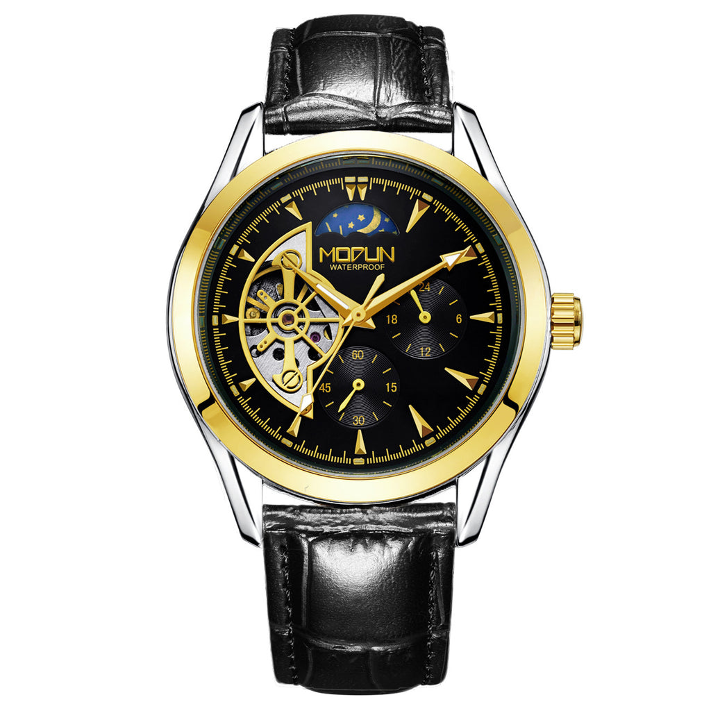 Orologio meccanico automatico da uomo a sei lancette e tre contatori