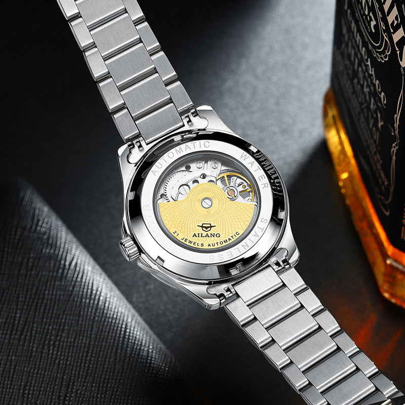 AILANG Men's Business Casual Fashion Watch Automatic Mechanical Movement Watch Waterproof Steel Band Man Watch - Acquisti Online