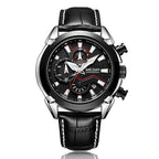 Multifunctioneel horloge voor heren, leren horloge met driedimensionale wijzerplaat en quartzhorloge