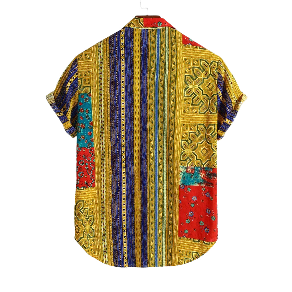 Camicia casual alla moda da uomo, cardigan in cotone largo, manica corta, colletto con revers, camicia casual da uomo alla moda