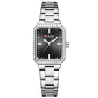 Curren Women's Quartz Wristwatches Stainless Steel Waterproof Luxury Rhinstones Women Automatic Quartz Watches