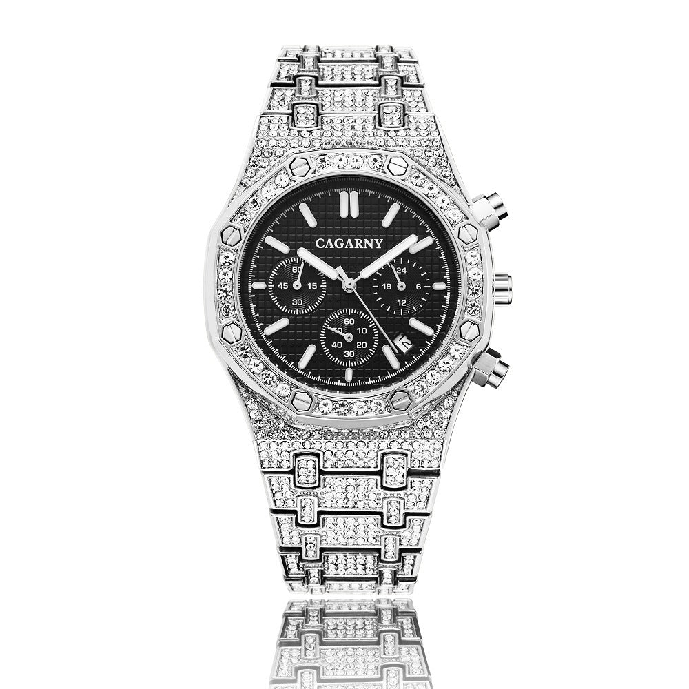 Business Men's Watch Shang Sports With Gold And Diamonds