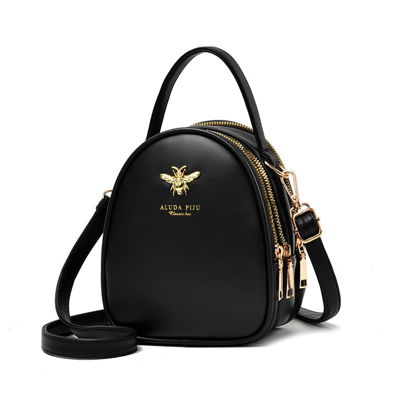 Retro schoudertas voor dames, kleine ronde tas, veelzijdige crossbodytas met meerdere zakken, modieuze crossbodytas voor dames