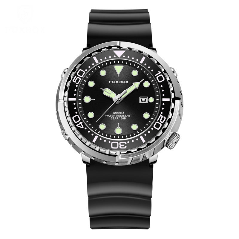 FOXBOX Orologio subacqueo da uomo di alta marca, impermeabile fino a 50 atmosfere, con data e orologio sportivo, orologio da polso al quarzo da uomo