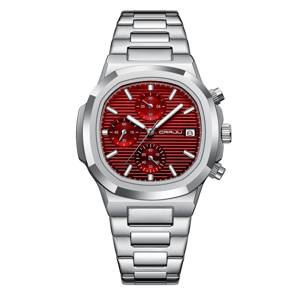 Fashionable Men's Quartz Watch Multifunctional Waterproof Calendar Luminous Stainless Steel Six-pin Men's Quartz Watch