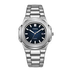 Heren quartzhorloge met lichtgevende, waterdichte stalen band en kalender