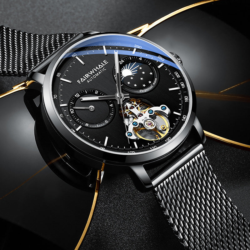 Orologio meccanico automatico da uomo Fairwale Brand, cinturino in maglia di acciaio inossidabile, orologio da uomo alla moda, impermeabile