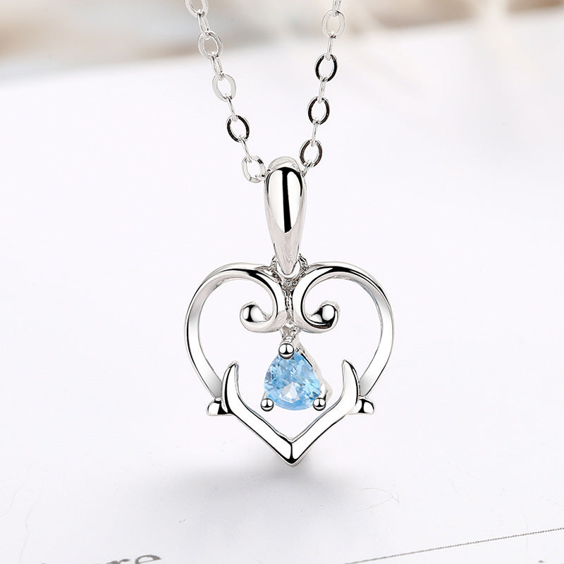 S925 Sterling Zilveren Jong Meisje Hart Ketting