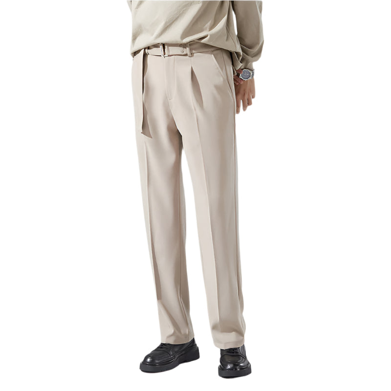 Men's Fashionable Casual Pants Detachable Belt Draping Wide-leg Suit Pants Business Casual Formal Men's Pants