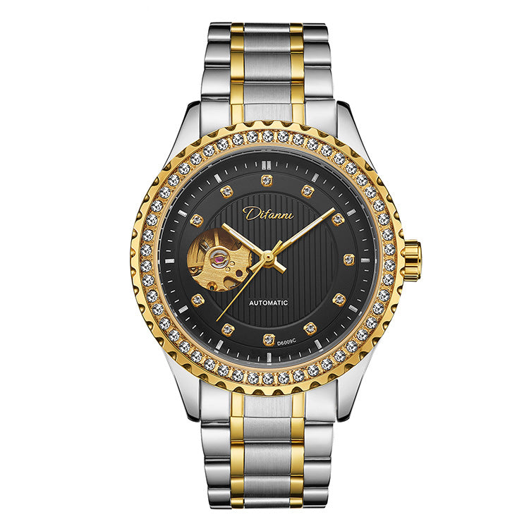 Fashionable Double Hollow Mechanical Watch Diamond High-end Men Mechanical Watch - Acquisti Online