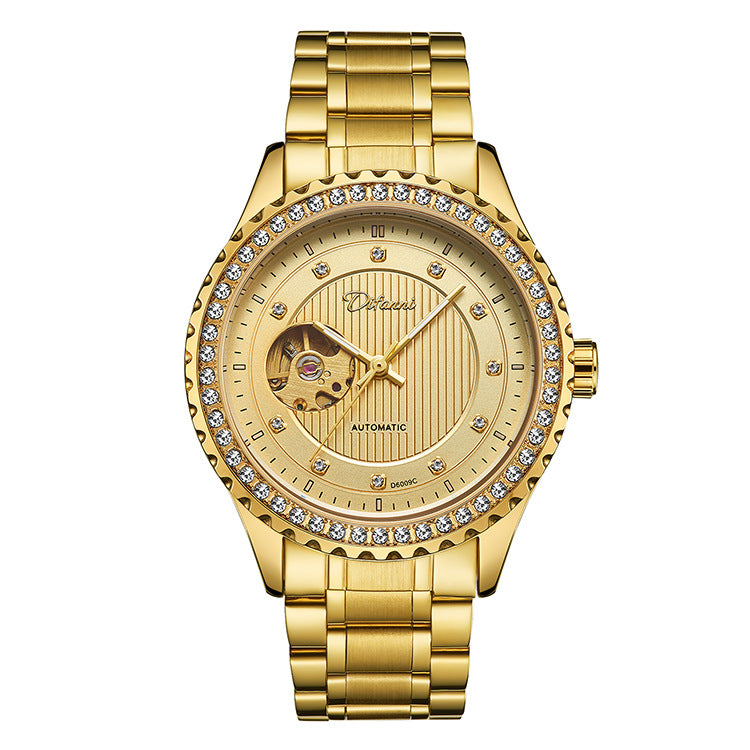 Fashionable Double Hollow Mechanical Watch Diamond High-end Men Mechanical Watch - Acquisti Online