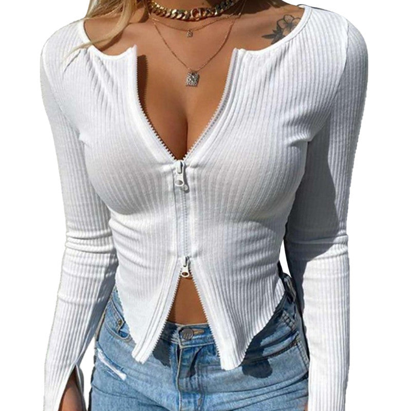 Dubbele rits cardigan onderkant Dames shirt
