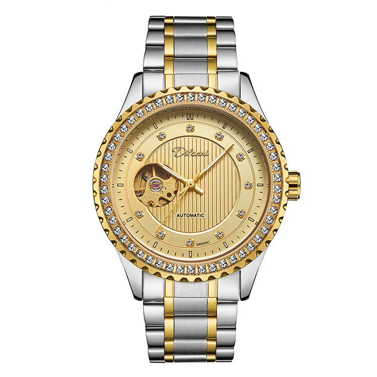 Fashionable Double Hollow Mechanical Watch Diamond High-end Men Mechanical Watch - Acquisti Online