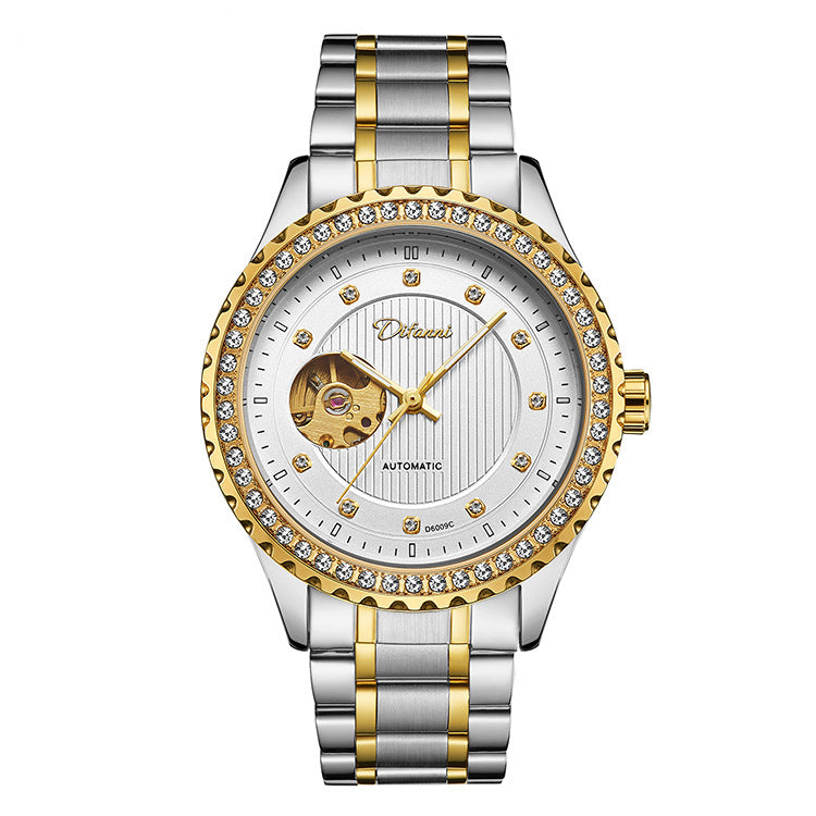 Fashionable Double Hollow Mechanical Watch Diamond High-end Men Mechanical Watch - Acquisti Online