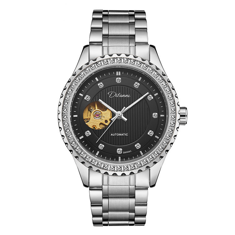 Fashionable Double Hollow Mechanical Watch Diamond High-end Men Mechanical Watch - Acquisti Online