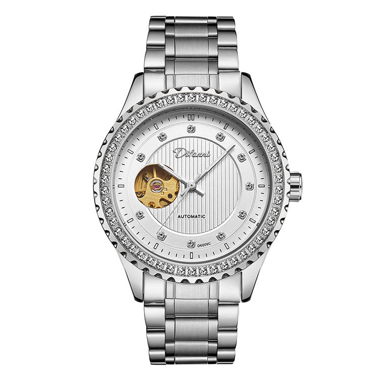 Fashionable Double Hollow Mechanical Watch Diamond High-end Men Mechanical Watch - Acquisti Online