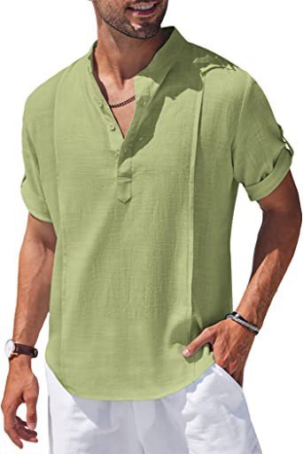 Heren casual strandoverhemd korte mouw zomeroverhemd