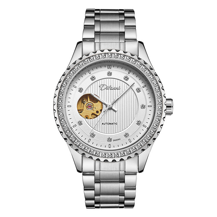 Fashionable Double Hollow Mechanical Watch Diamond High-end Men Mechanical Watch - Acquisti Online