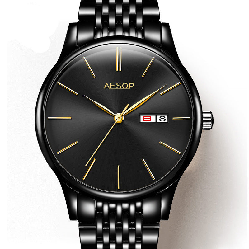 Orologio da polso meccanico automatico analogico da uomo AESOP Simple con calendario meccanico e carica automatica