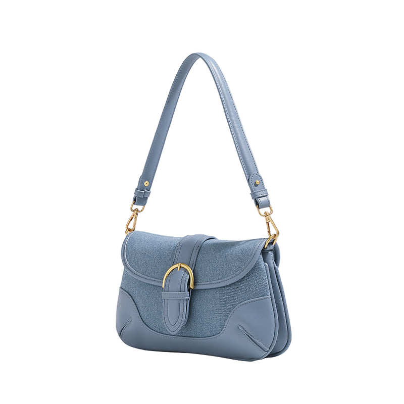 Women's Fashionable Shoulder Bag Multi Pocket Large Capacity Retro Denim Blue Underarm Bag Women's Fashion Shoulder Bag
