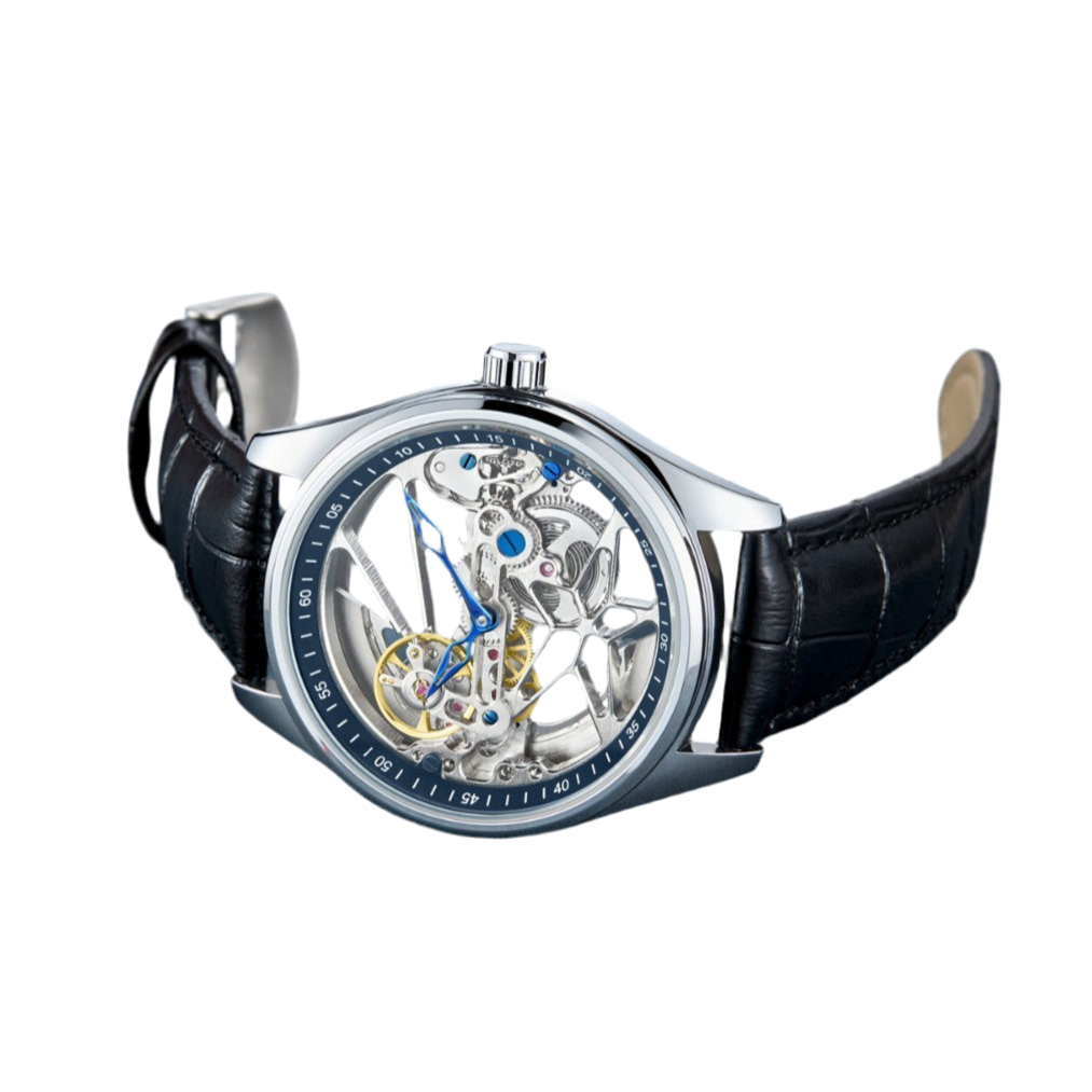 Orologio da polso meccanico automatico da uomo con volano cavo bifacciale impermeabile Orologio meccanico automatico da uomo