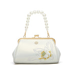 Fashionable Women's Cowhide Small Handbag Large Capacity Party Bag Embroidery Flowers Design Luxury Women's Handbag