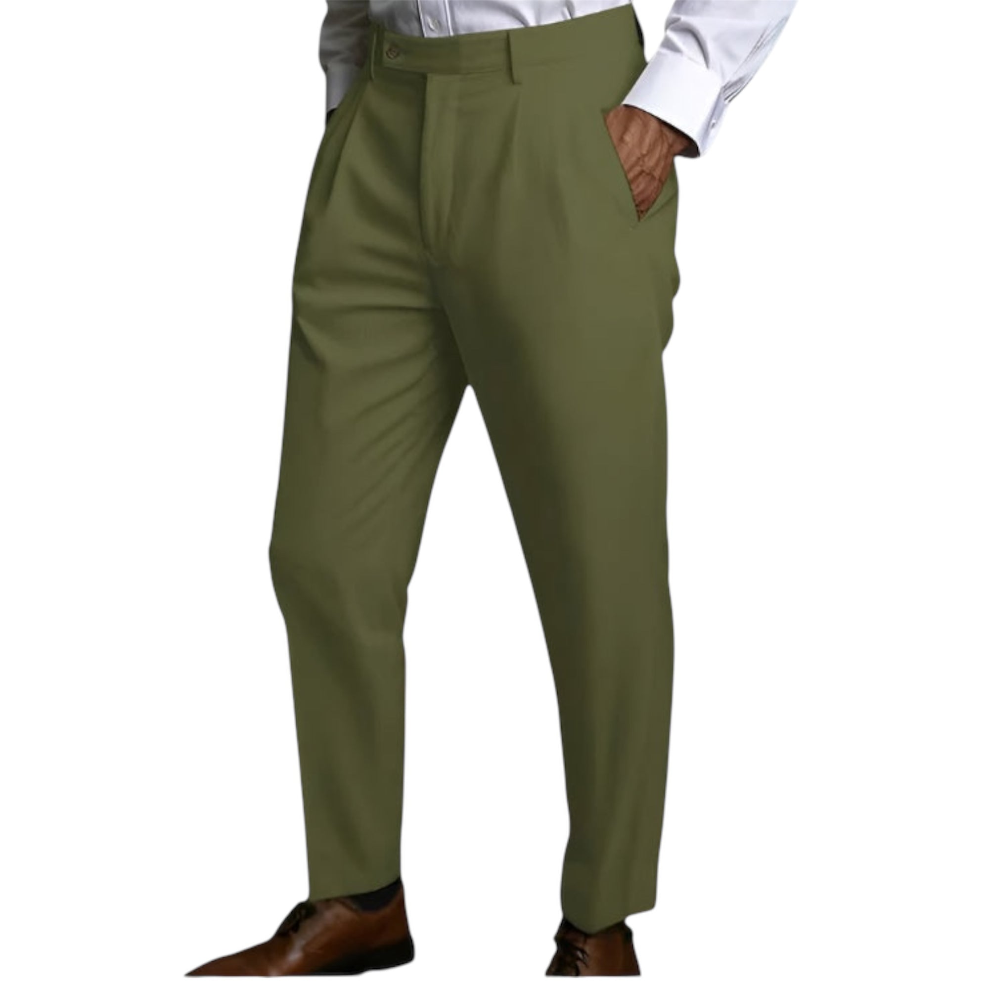 Men's Fashionable Business Casual Formal Pants Solid Color Mid Waist Linen Pocket Flat Comfortable Breathable Men's Pants