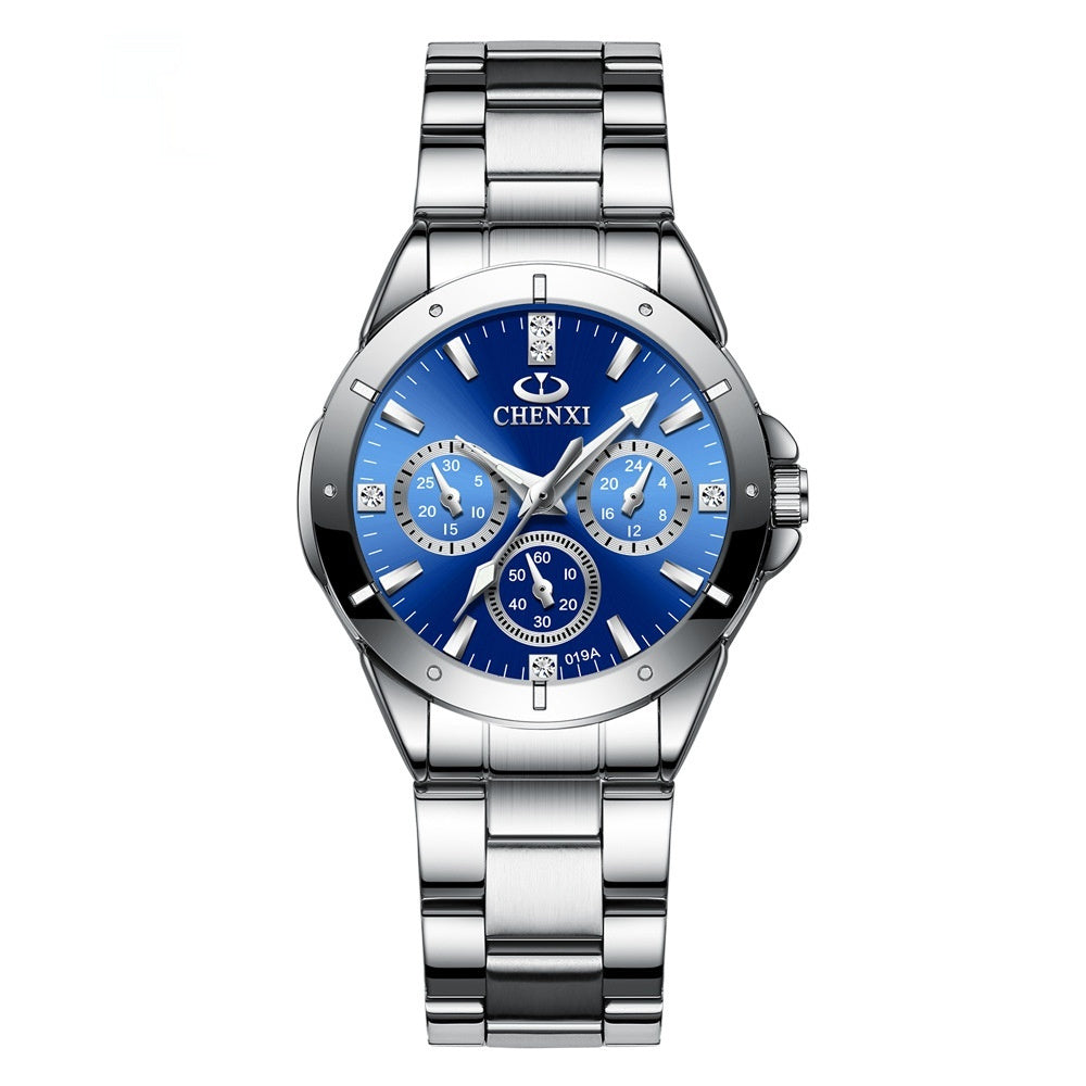 CHENXI Koppelhorloges Cadeau Lover Horloges Mode Vrouwen Roestvrij Staal Waterdicht Kwarts Polshorloge