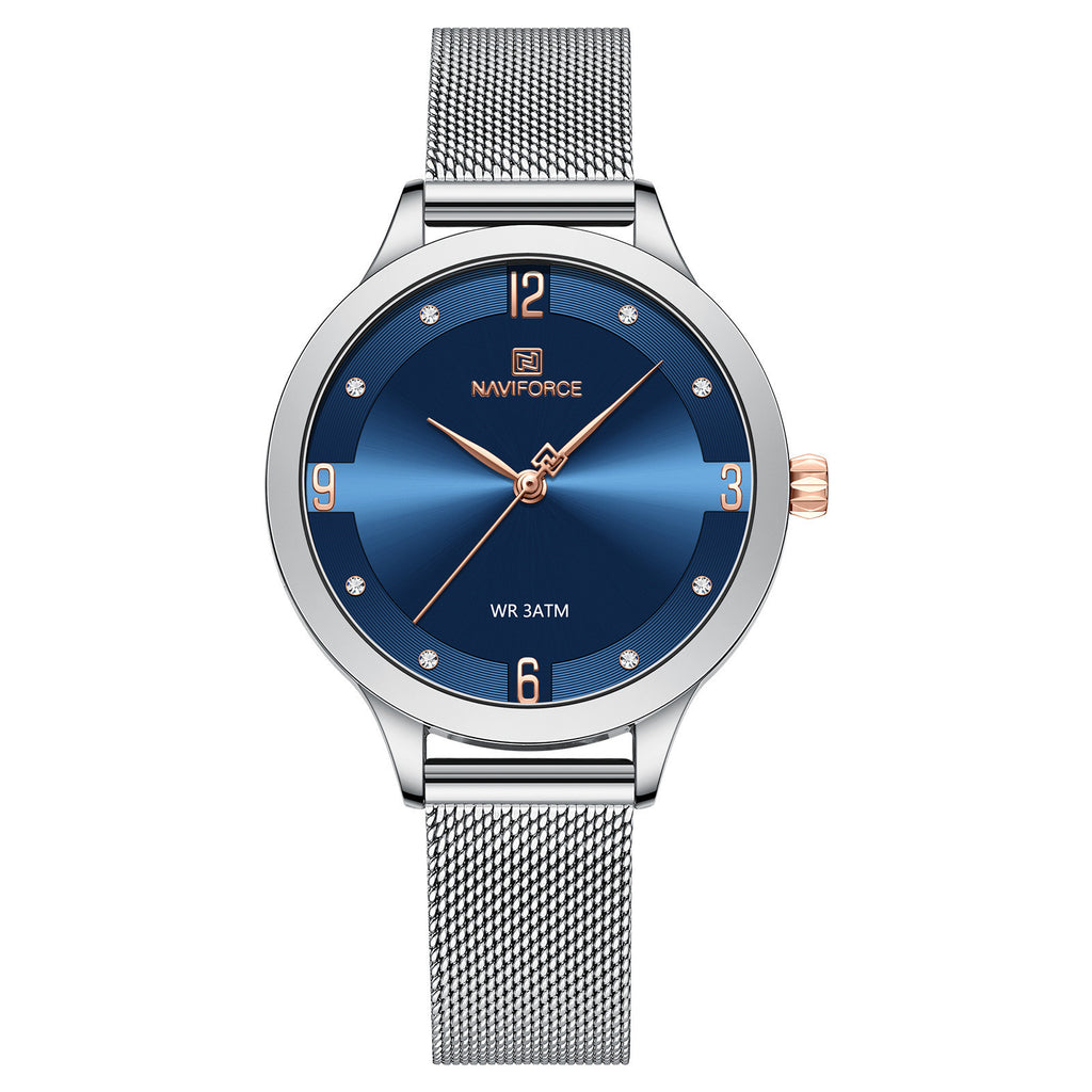 NAVIFORCE Original Quartz Women Watch Stainless Steel Mesh Band Ladies Bracelet Simple Fashion Women Watch