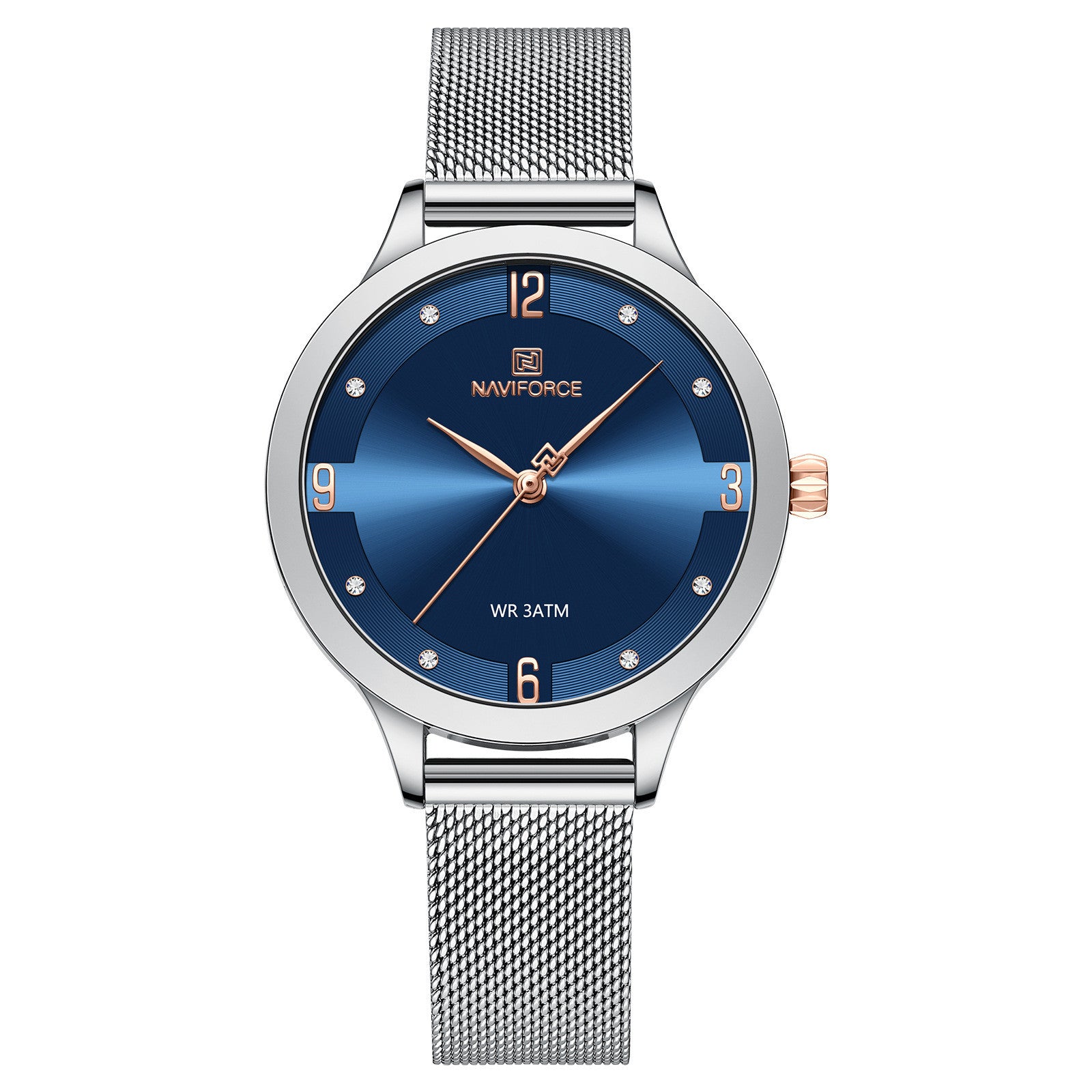 NAVIFORCE Origineel Quartz Dameshorloge Roestvrijstalen Mesh Band Damesarmband Eenvoudig Mode Dameshorloge